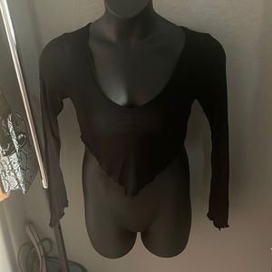 Black v cut crop top
